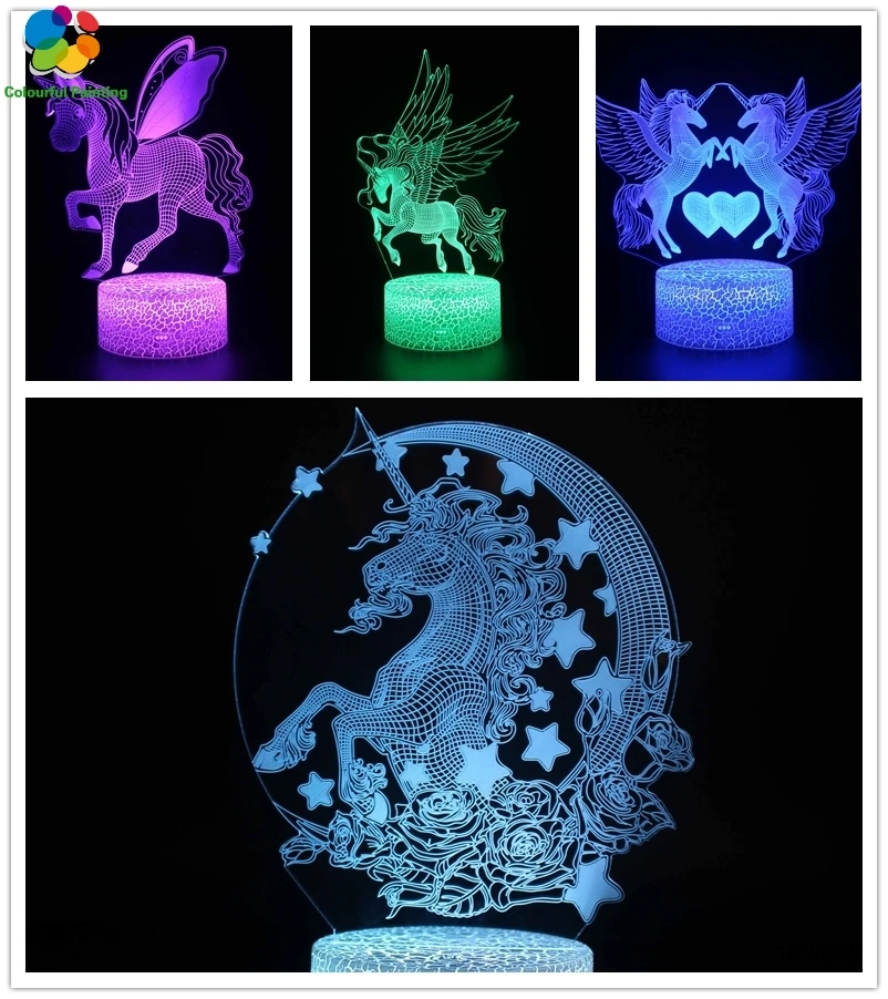 Пульт дистанционного управления Единорог 3D свет светодиодный трещины база