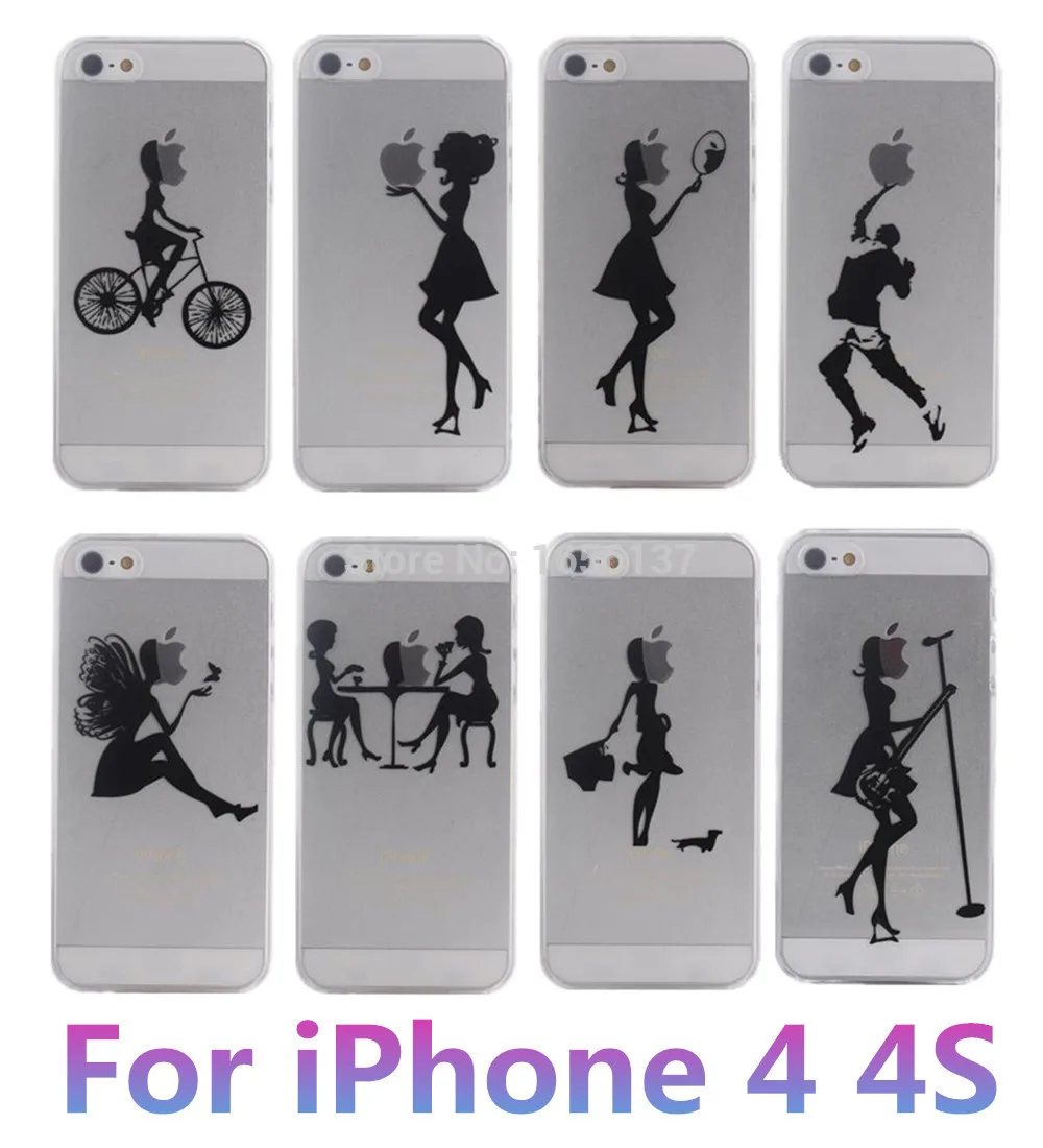 Ультра тонкий жесткий ПК чехол для Apple iPhone 4 4S iPhone4 iPhone4s логотип прозрачный модный