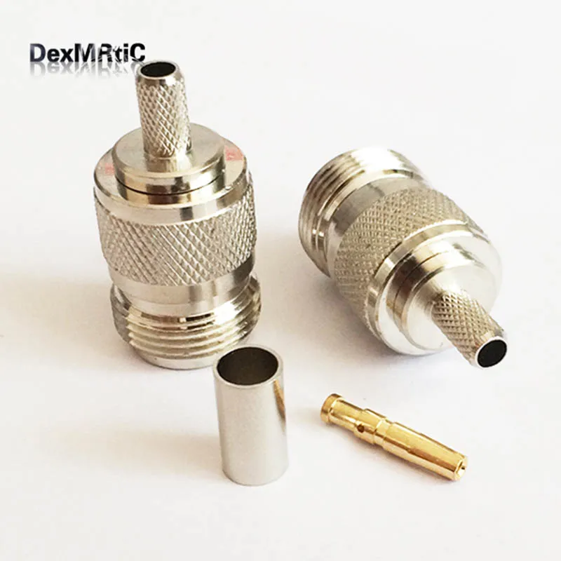10pcs  N  Female jack   RF Coax Connector Crimp  RG58,RG142,RG400,LMR195  Straight  Nickelplated  NEW wholesale