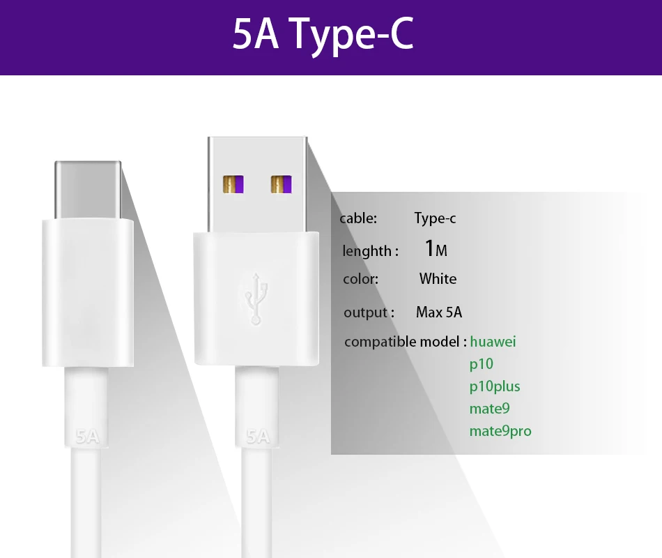 1 м 5А usb type C кабель для huawei P30 P20 Pro lite Mate20 10 P10 Plus USB 3 Оригинальное супер зарядное