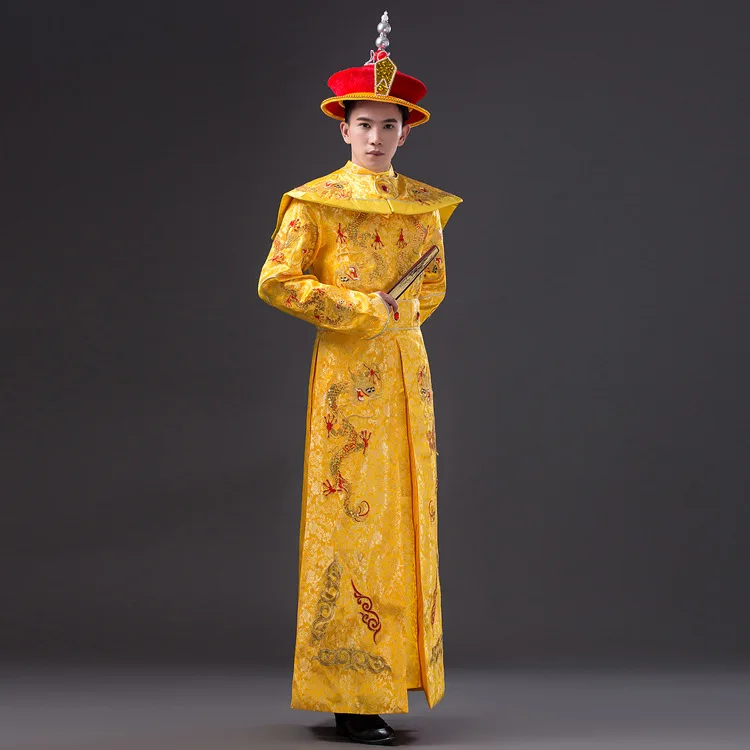 Новый стиль китайский мужской Халат императора дракона костюм наряд hanfu древняя