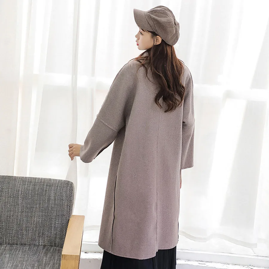 Женское длинное шерстяное пальто Cappotto Donna плотное свободное Abrigo Mujer модель 5Zc0135F