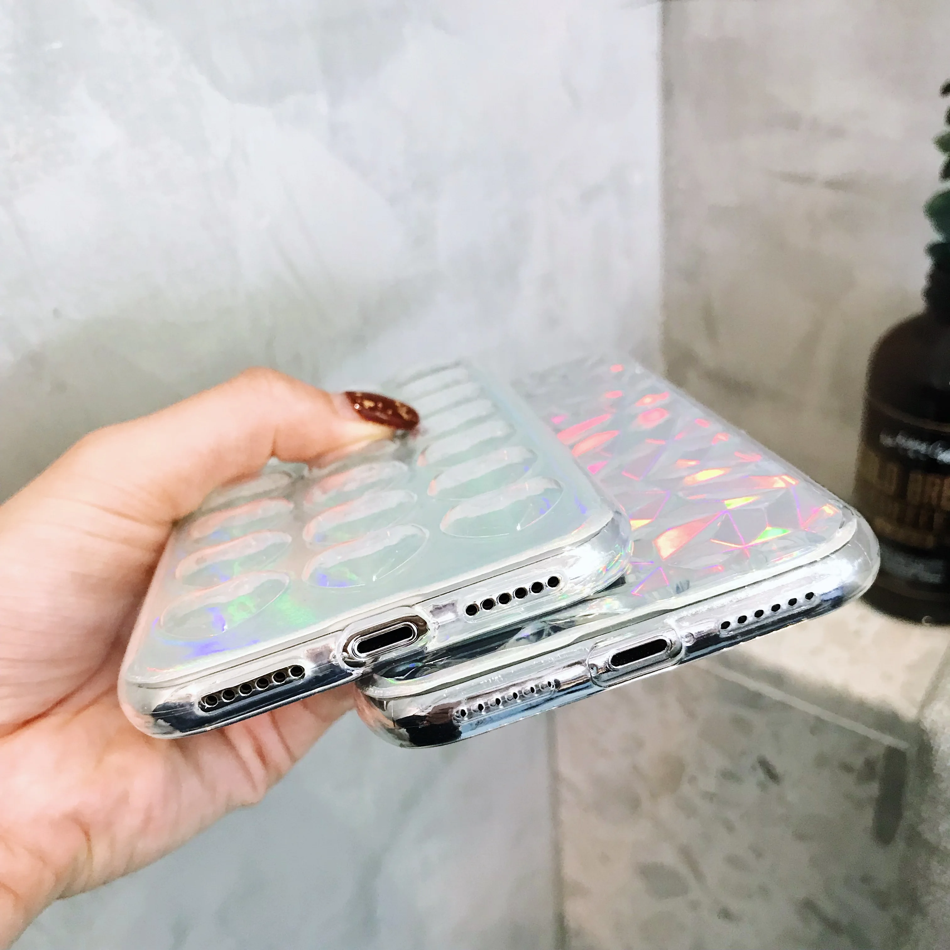 Роскошные 3D Diamond шику Лазерная Радуга чехол для Samsung Galaxy S8 S9 плюс Примечание 8