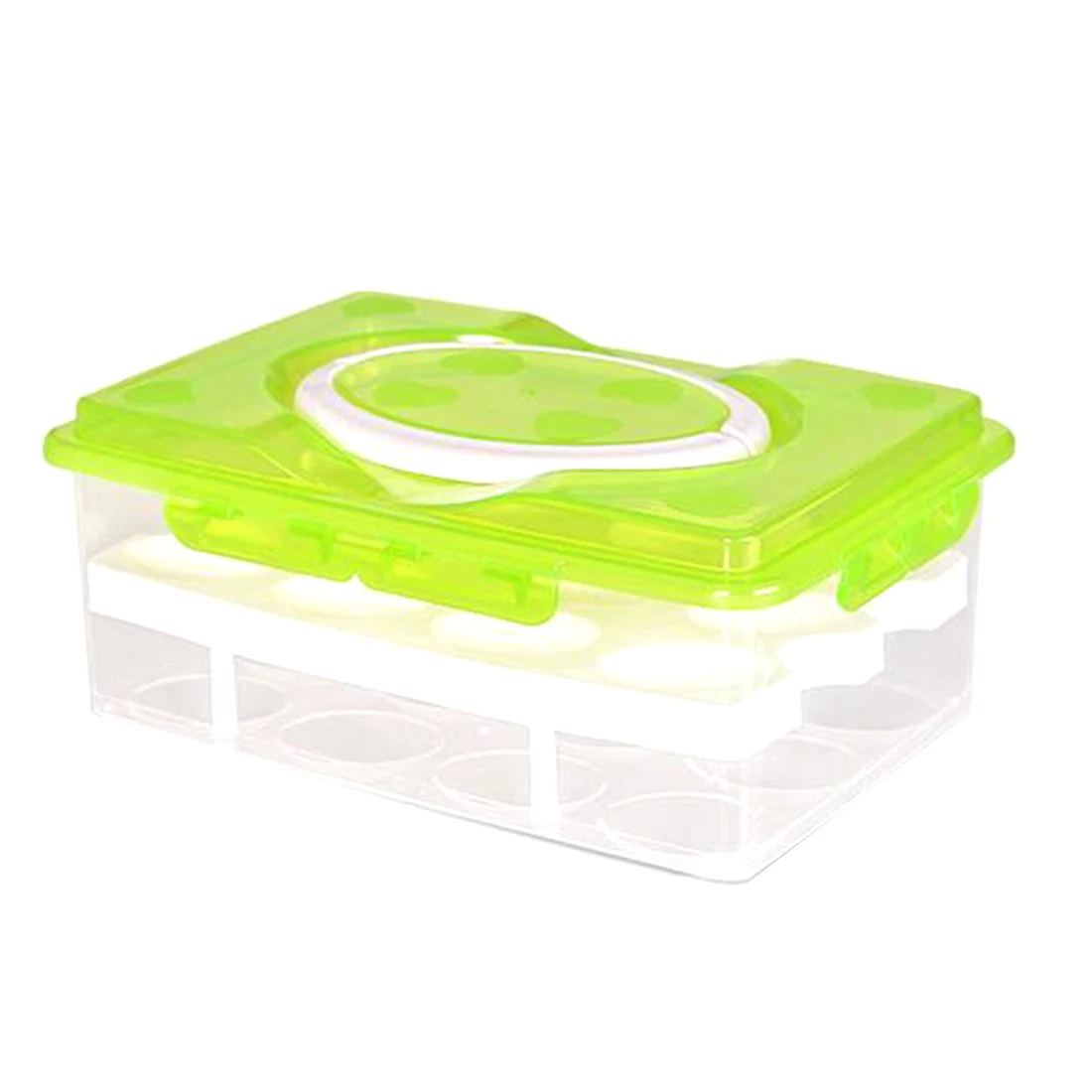 24 Grids Convenient Egg Food Storage Box Kitchen Refrigerator Anti-Collision Tray Container Accessories Supplies Cases - Цвет: green