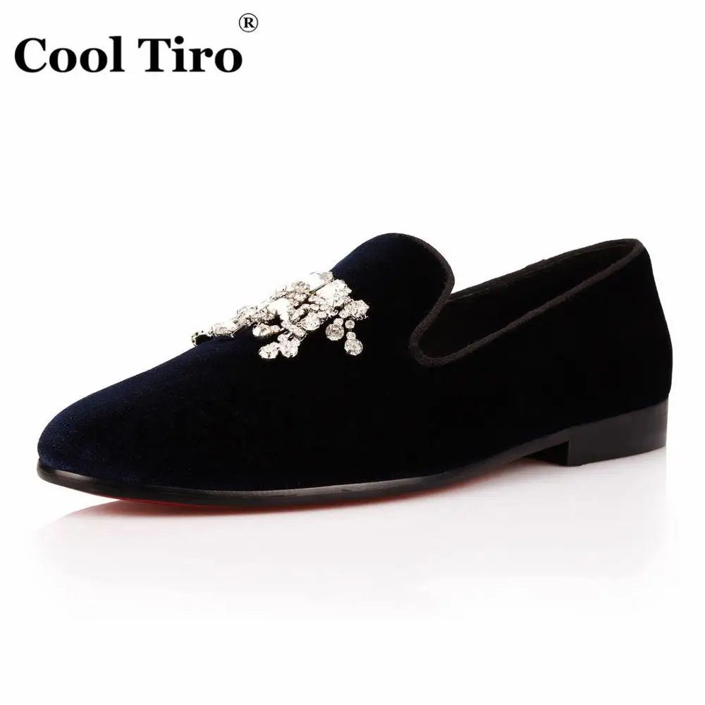 COOL TIRO/мужские лоферы; бархатная тапочка; Черные Мужские модельные туфли с кисточками и кристаллами; Туфли-слипоны; Роскошные вечерние и свадебные туфли на плоской подошве - Цвет: Хаки