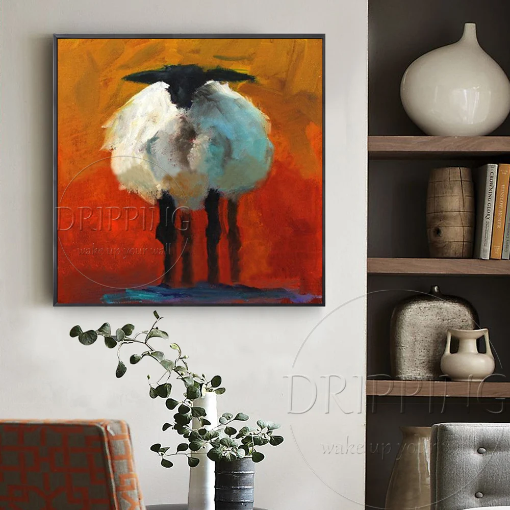 Дешевая цена высокое качество Забавный дизайн животные овцы картина маслом