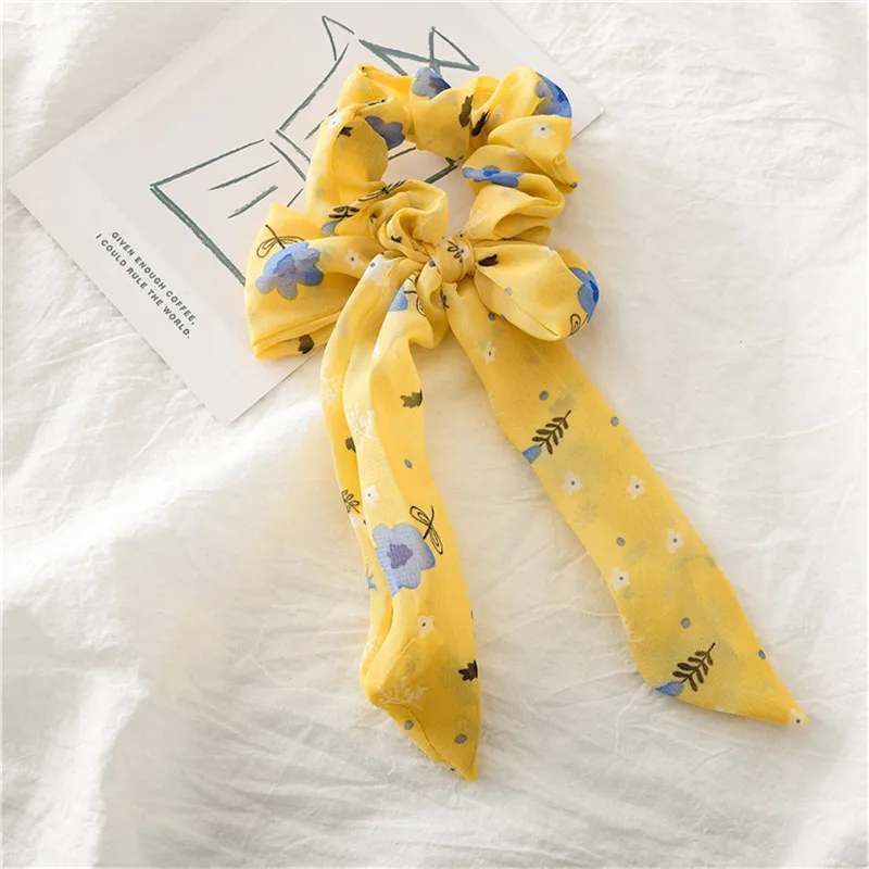 yellow Ruoshui Женская лента в горошек резинки для волос для девочек конский хвост держатели женские резинки для волос бабочки резинки аксессуары для волос Головные уборы эластичная резинка для волос - Цвет: yellow
