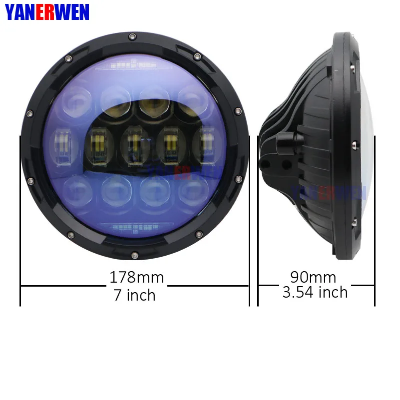 1 шт 130W сиными проектор 7 дюймов круглые светодиодные фары с белый желтый световой сигнал гало кольца для мотоцикла сахара Rubicon лампа