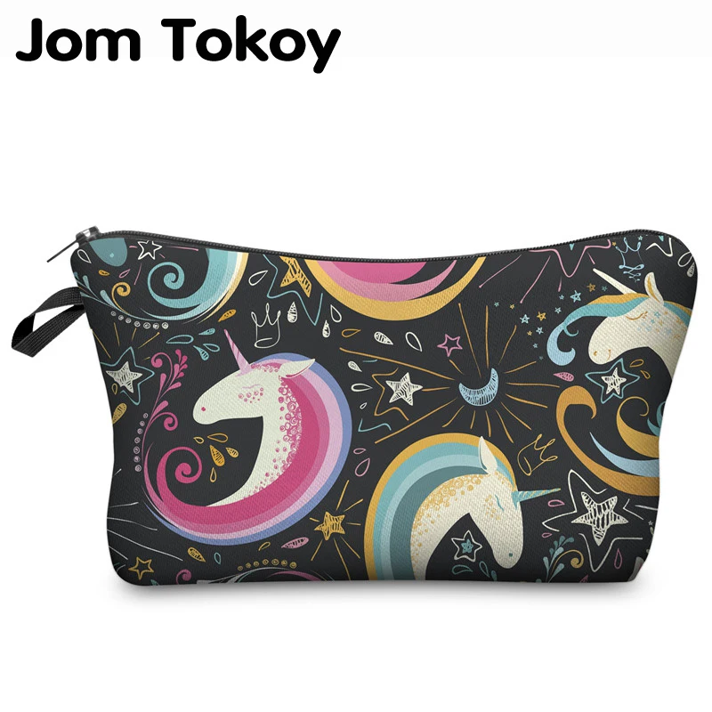 Jom Tokoy Единорог 3D печать косметичка женская сумка для макияжа Мода Косметическая забота сумка для макияжа neceser