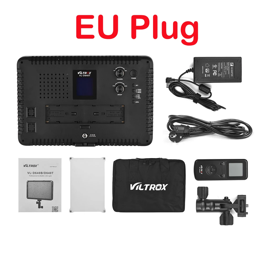 Белый Viltrox VL-D640T 3300 K-5600 K CRI 95+ профессиональный ультратонкий двухцветный светодиодный светильник с регулируемой яркостью и пультом дистанционного управления - Цвет: Белый