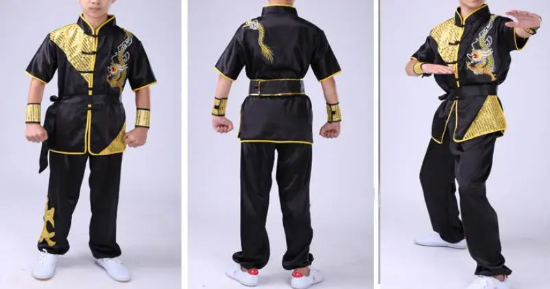 Детская одежда wushu с вышивкой драконом форма для Тай Чи детские костюмы занятий