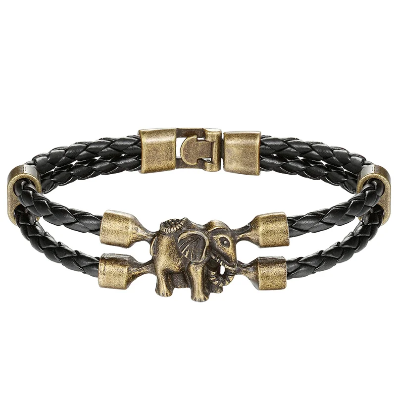 2018 male female Bracelets &amp bangles Infinity Elephant manual multilayer bracelet and retro Leather Bracelet Men Women Jewelry |