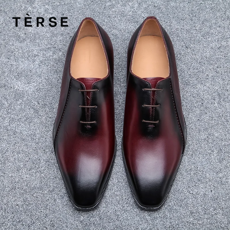 TERSE 100% Handmade shoes Genuine Italian Leather Luxury Men Shoes Lace-Up Business Casual Fashion Flats 15770-26 | Обувь