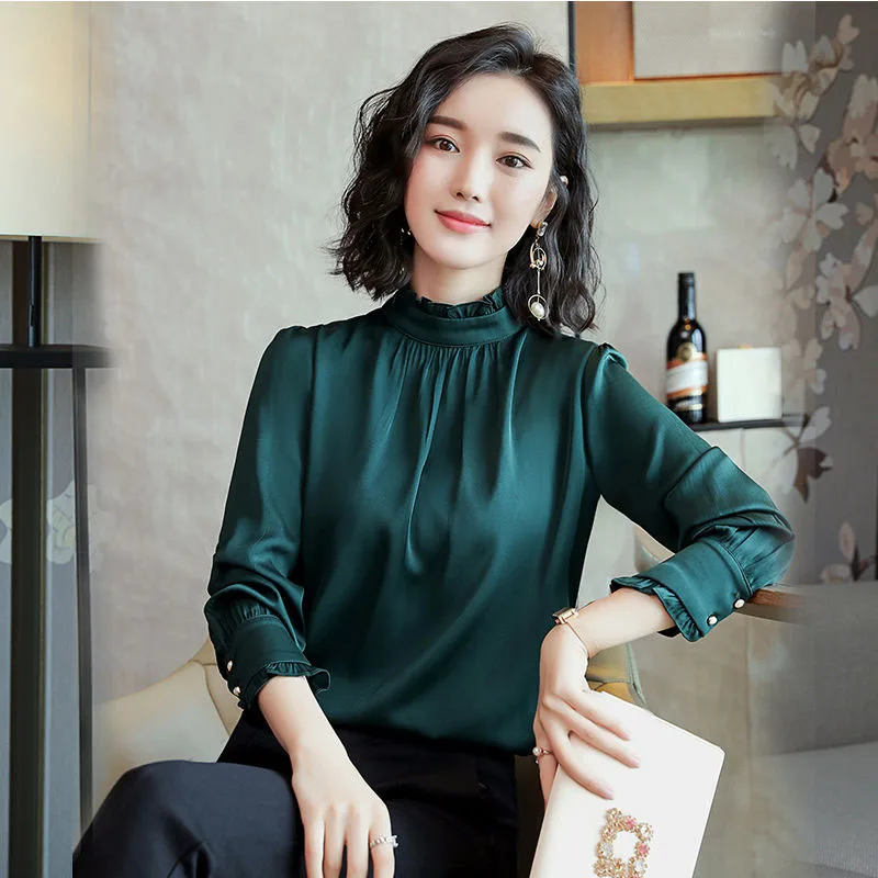 Blusas Mujer De Moda женские шифоновые топы и блузки в Корейском стиле с рюшами длинным