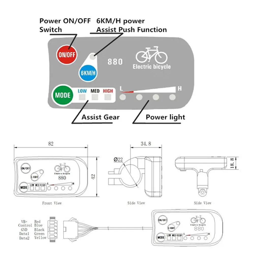 Ebike 24V 36V 48V дисплей Интеллектуальный KT LED панель управления части электрического
