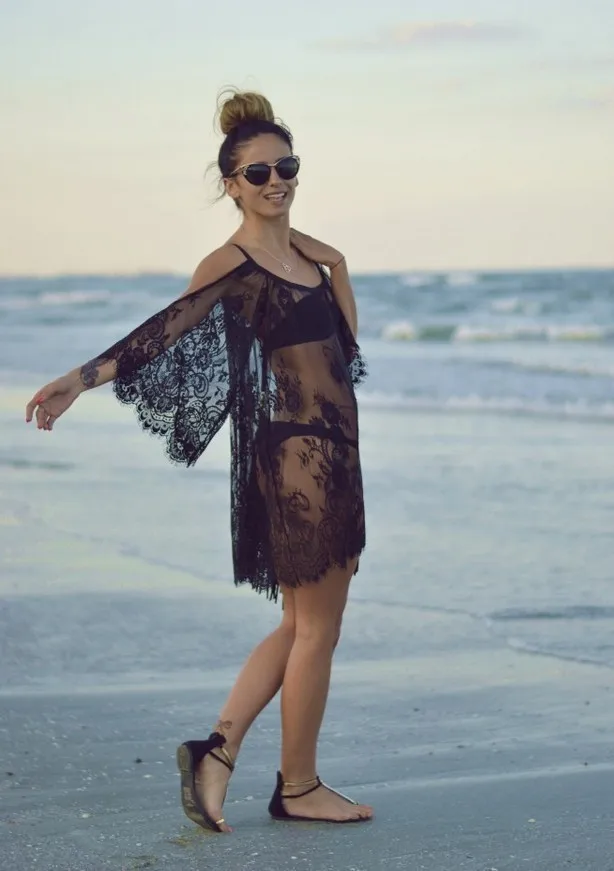 Cover Ups для Swimwearst пикантные крючком белый черный кружево парео пляжное платье Летнее бикини Купальник Cover Up