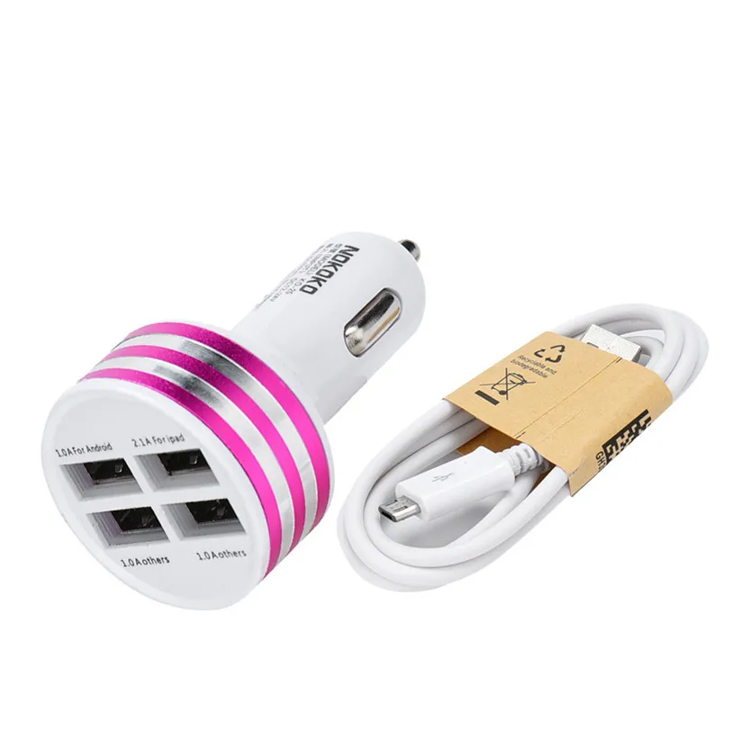 4.1A Автомобильный Универсальный 12 В 4 порта USB DC зарядное устройство адаптер + Micro