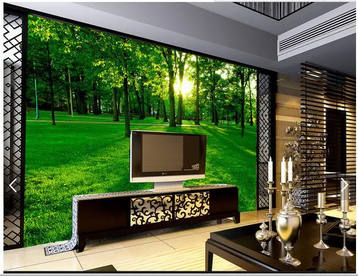 

Custom photo wallpaper 3d wall murals wallpaper Beautiful green woods TV background wall papers for living room decoration