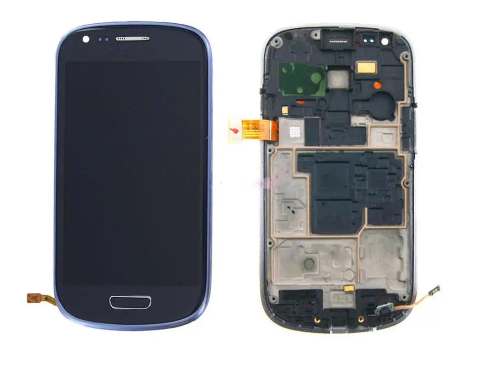 Blue With Frame Супер AMOLED 4,0 ''ЖК-дисплей для SAMSUNG GALAXY S3 Mini i8190 i8190N i8195 ЖК-дисплей кодирующий преобразователь сенсорного экрана в сборе рамка - Цвет: Blue With Frame