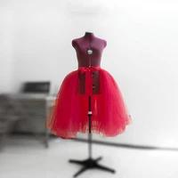 fashion red tulle overskirt detachable skirt tutu layered short wedding skirt separate bridal gown lace up knee length overlay
