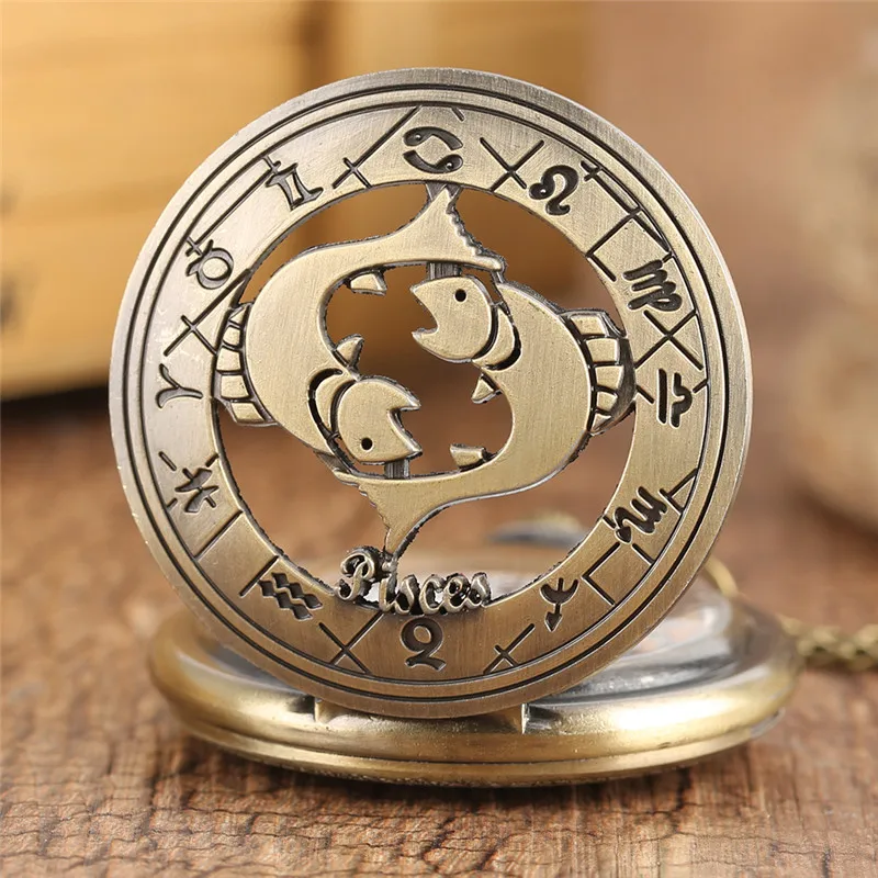 Бронзовое ожерелье &quotРыбы&quot детские карманные часы Twelve подвеска созвездия цепь