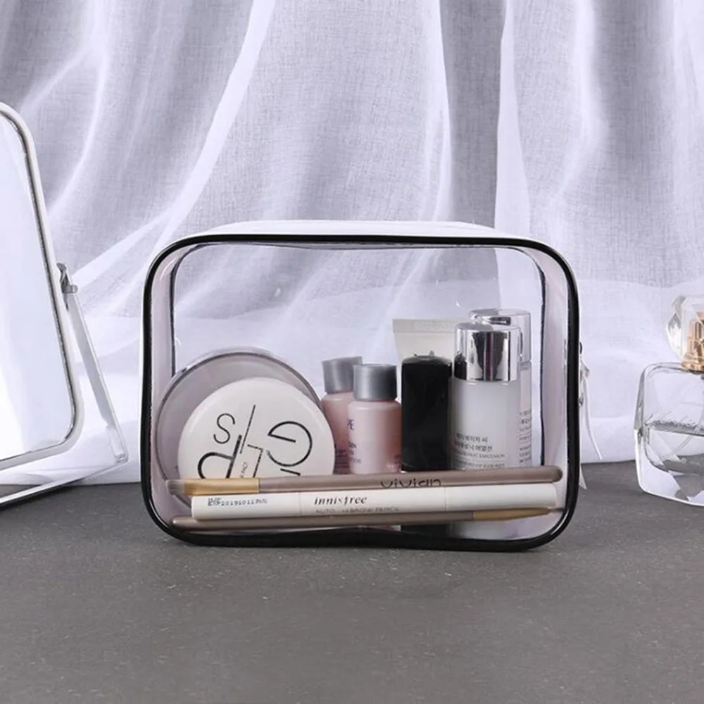 

Transparent Travel Cosmetic Bag Makeup Case Zipper Clear Make Up Bag Functional Organizer Storage Pouch Toiletry Wash