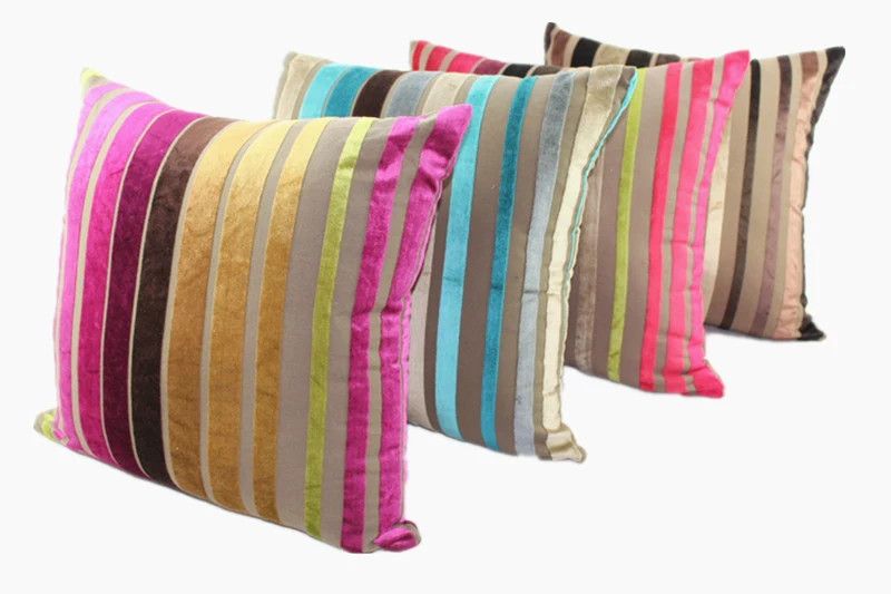 

Fashion Color Stripe Cotton Viscose Velvet Suede Fabric Cushion Cover For Chair Sofa Home Decor 45x45cm Throw Pillow 30/40/50/60
