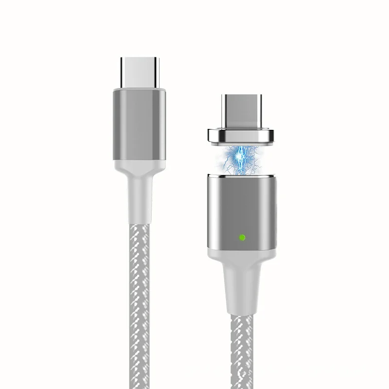 silver Магнитный 5А PD кабель USB C к USB C type C кабель для быстрой зарядки данных зарядное устройство папа-папа для MacBook Pro для samsung для Google - Цвет: silver
