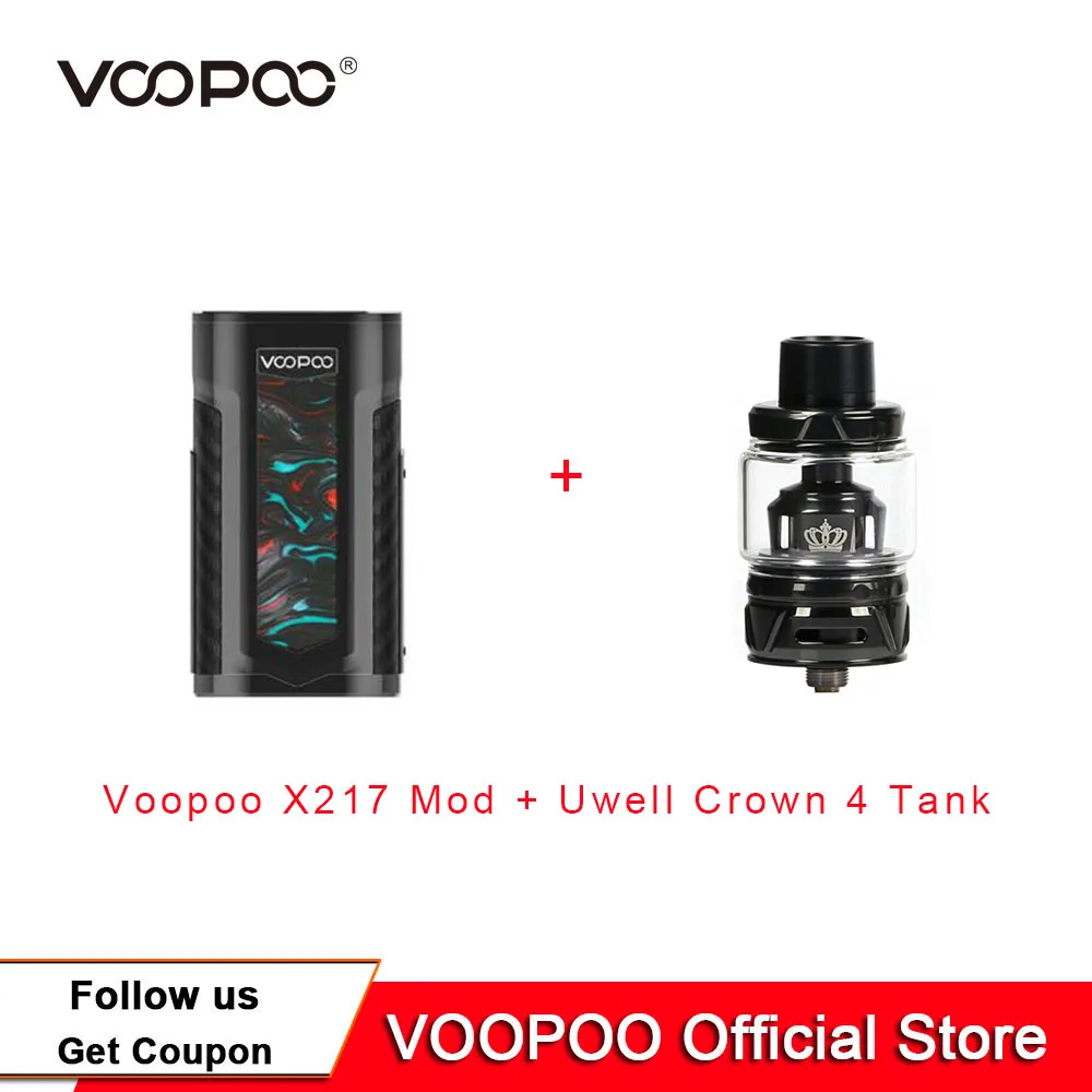 X217 mod add Crown 4 Горячая VOOPOO X217 коробка мод 217 Вт TC мод электронная сигарета Vape ген. Вентилятор чип TFT ips HD экран Fit Uwell Crown 4 Tank - Цвет: X217 mod add Crown 4