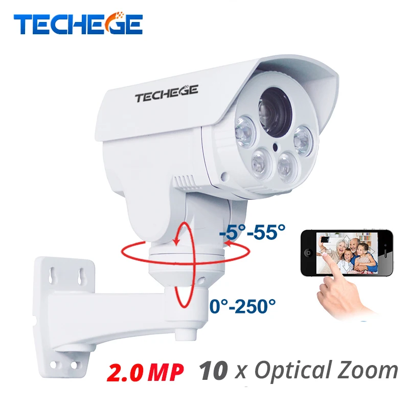 Автомобильная камера видеонаблюдения Techege 10xoptical Full HD 1080P 2.0MP с функцией Zoom 2 8 12 мм