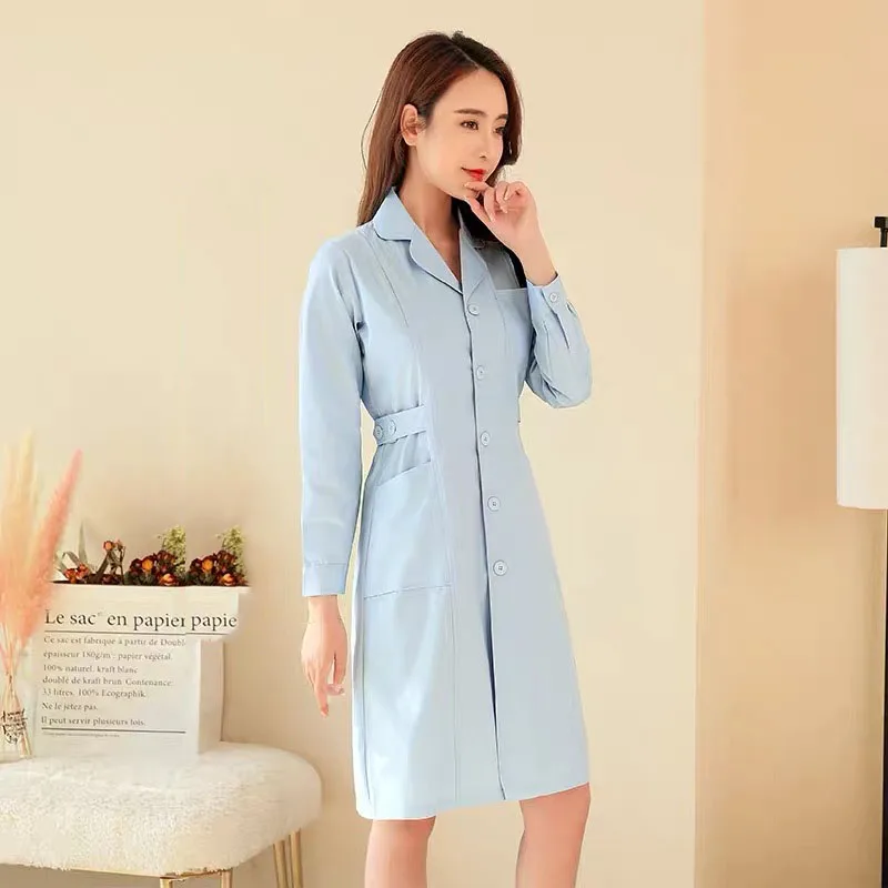 Suit Blue Long Высококачественная Униформа с коротким и длинным рукавом для больниц, медсестер, салонов красоты, спа, женское платье для клиник, Медицинские костюмы - Цвет: Suit Blue Long