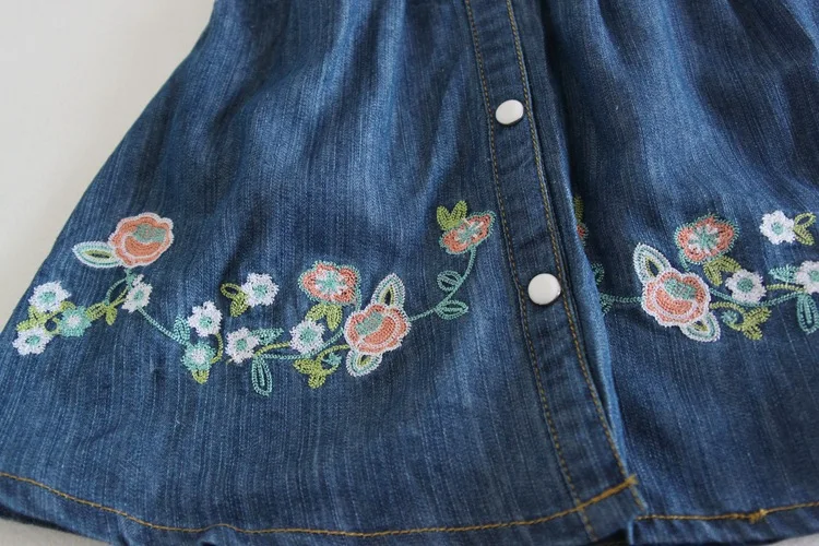 Hot children's clothing 3D flower baby girls dress cowboy kids lace casual princess dresses bebe fashion denim bib | Детская одежда