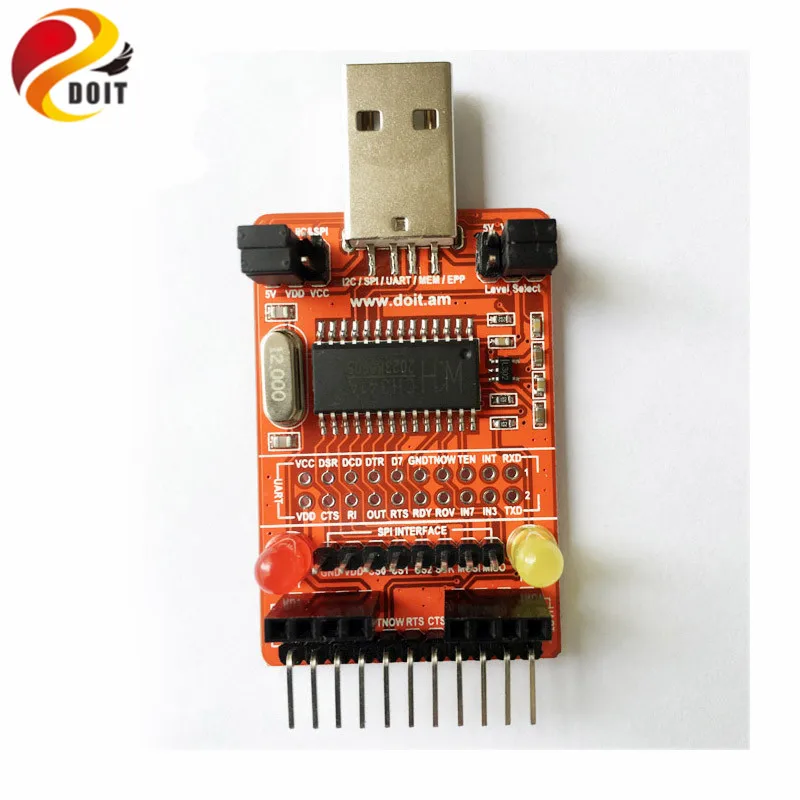 Официальный DOIT CH341A USB Передача I2C/IIC/SPI/UART/TTL/ISP адаптер EPP/MEM параллельный