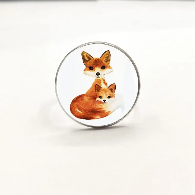 Двойное серебряное кольцо Foxs для аксессуаров стеклянный купол животных