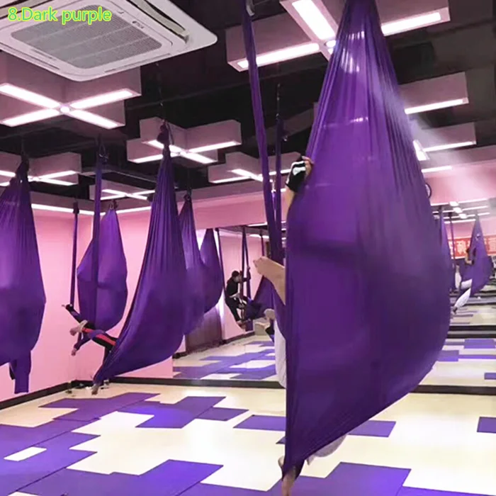 Dark purple Эластичный 7 метров воздушный Йога Комплект гамака новейший многофункциональный анти-гравитационный Йога Ремни качели для йоги Обучение Йога воздушные качели - Цвет: Dark purple