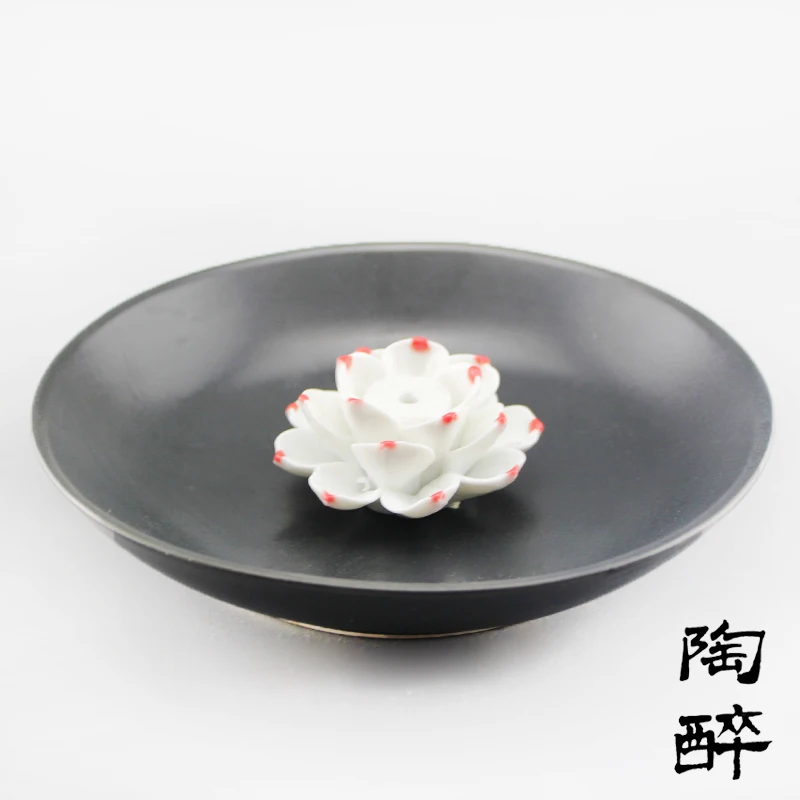 [Intoxicated] incense censer inserted ceramic Japanese style lotus flowers handmade coil holder | Дом и сад
