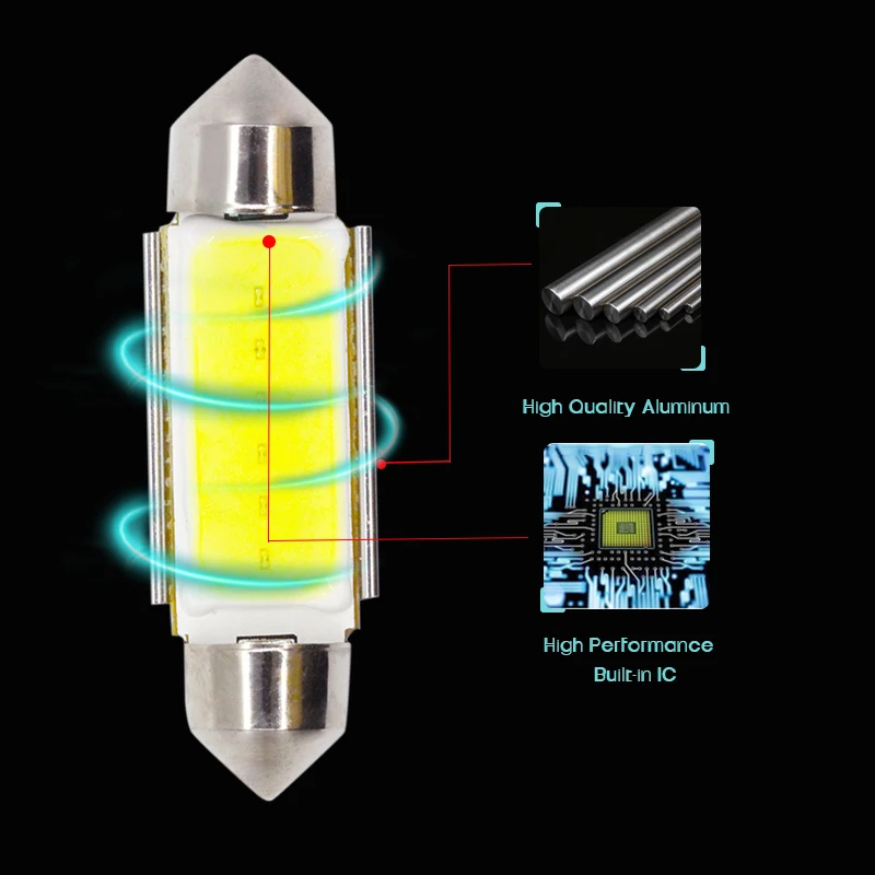 SUNKIA 2 шт./лот 31/36/39/42 мм Автомобильный Стайлинг Festoon COB Canbus DC12V 3W Светодиодная лампа