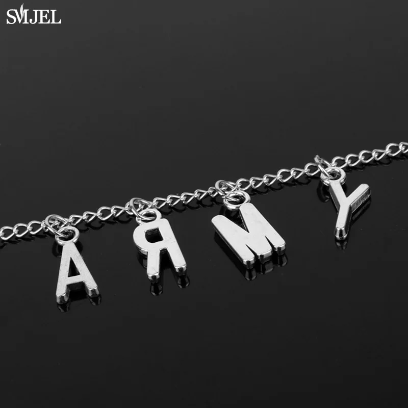 Мужская и женская подвеска SMJEL KPOP ожерелье ошейник с буквами в стиле милитари