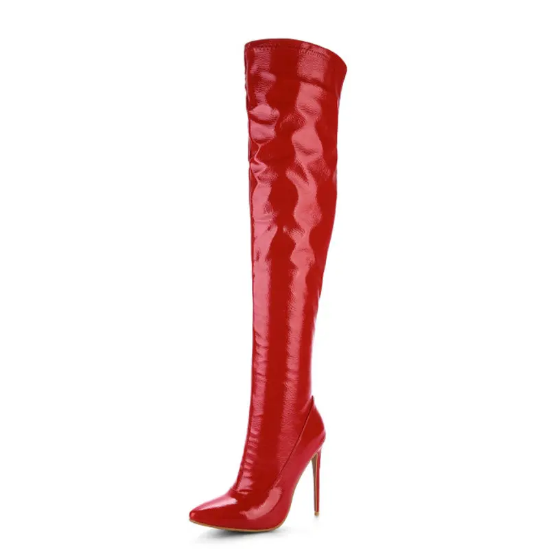 Women Sexy Thin High Over the Knee Boots Fashion Zipper Ladies Pointed Toe Fall Winter Thigh Black White Red | Обувь