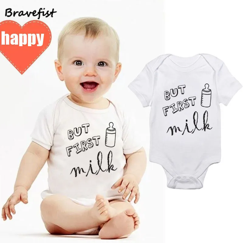 2018 белый Детские боди для новорожденных но во первых с надписью MILK (печати