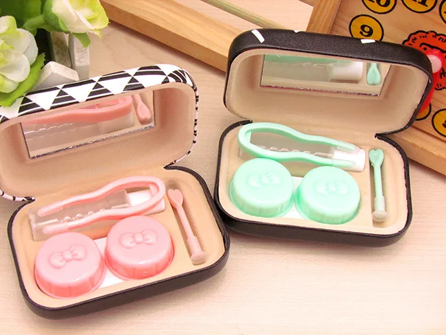 Forest Animals Cosmetic Contact lens case with mirror colored contact cute Lovely Travel box Eyewear Accessories | Аксессуары для