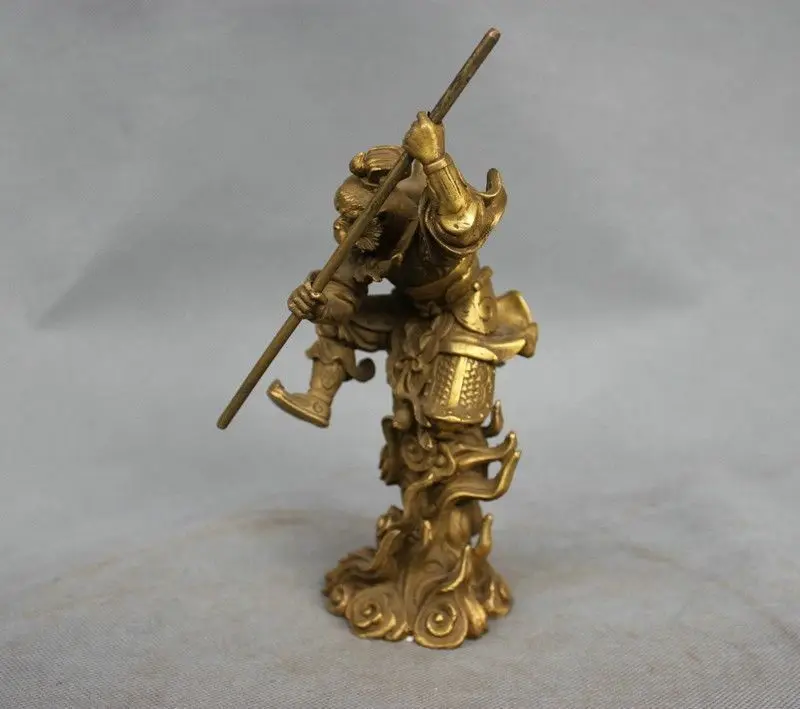 8 ''Китайский Миф бронзовая Sun Wukong Monkey King Hold Stick Fight Statue|statue|statue bronzestatue china |