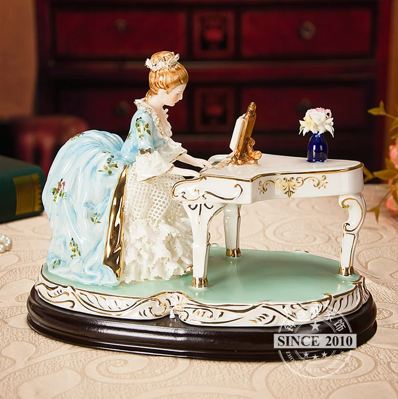Элегантная Западная керамика статуэтка для игры на фортепиано декоративные