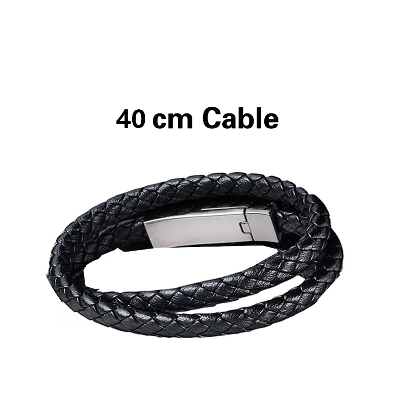 40cm Пара, быстрое зарядное устройство, USB браслет, цифровой портативный кожаный кабель для IPhone 7 6s, huawei, samsung, Xiaomi, зарядное устройство для телефона - Тип штекера: 40cm