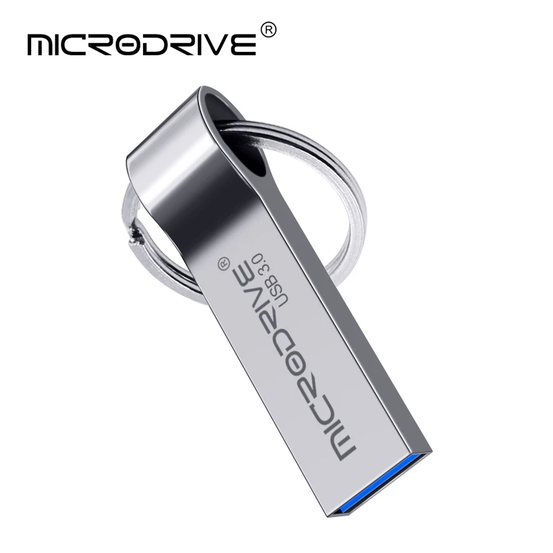 Высокая скорость USB 3,0 Металлический флеш-накопитель 16 ГБ 32 ГБ 64 ГБ 128 ГБ флеш-накопитель водонепроницаемый usb флеш-накопитель флешки с цепочкой для ключей - Цвет: Серебристый