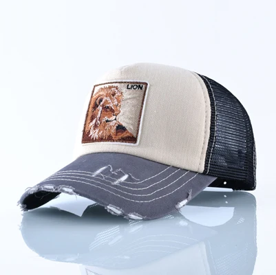 Beige Lion Животные вышивка бейсболка колпаком хип-хоп кепка воздухопроницаемые козырек для мужчин кепки козырьком Для женщин уличная Кепки - Цвет: Beige Lion