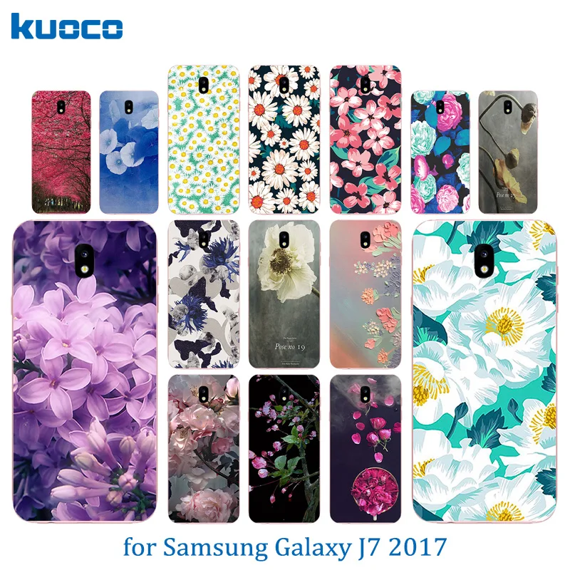 Для Galaxy J7 2017 чехол для телефона из мягкого ТПУ с цветущим узором EU J730 J730F/DS J730FM/DS