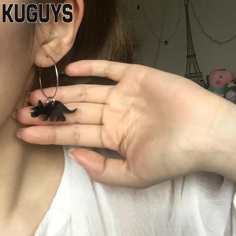 Женские маленькие серьги кольца с динозавром KUGUYS акриловые ювелирные украшения