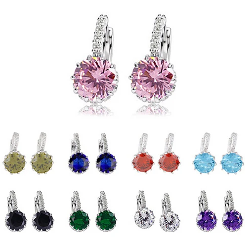 Женские украшения для подарка лучшему другу серьги Huggie с большим Цирконом