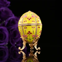 qifu new yellow white faberge egg style jewelry trinket box gift for home decoration